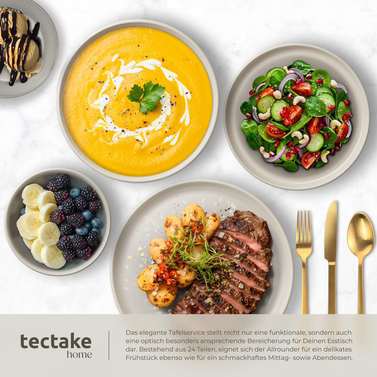 KÜCHENSTARTERSET 41er Set Una/Parma, inklusive Topfschonern und anklemmbaren Griffen, schwarz/taupe - Taupe/Schwarz, Keramik (30/8.5/46.5cm) - tectake