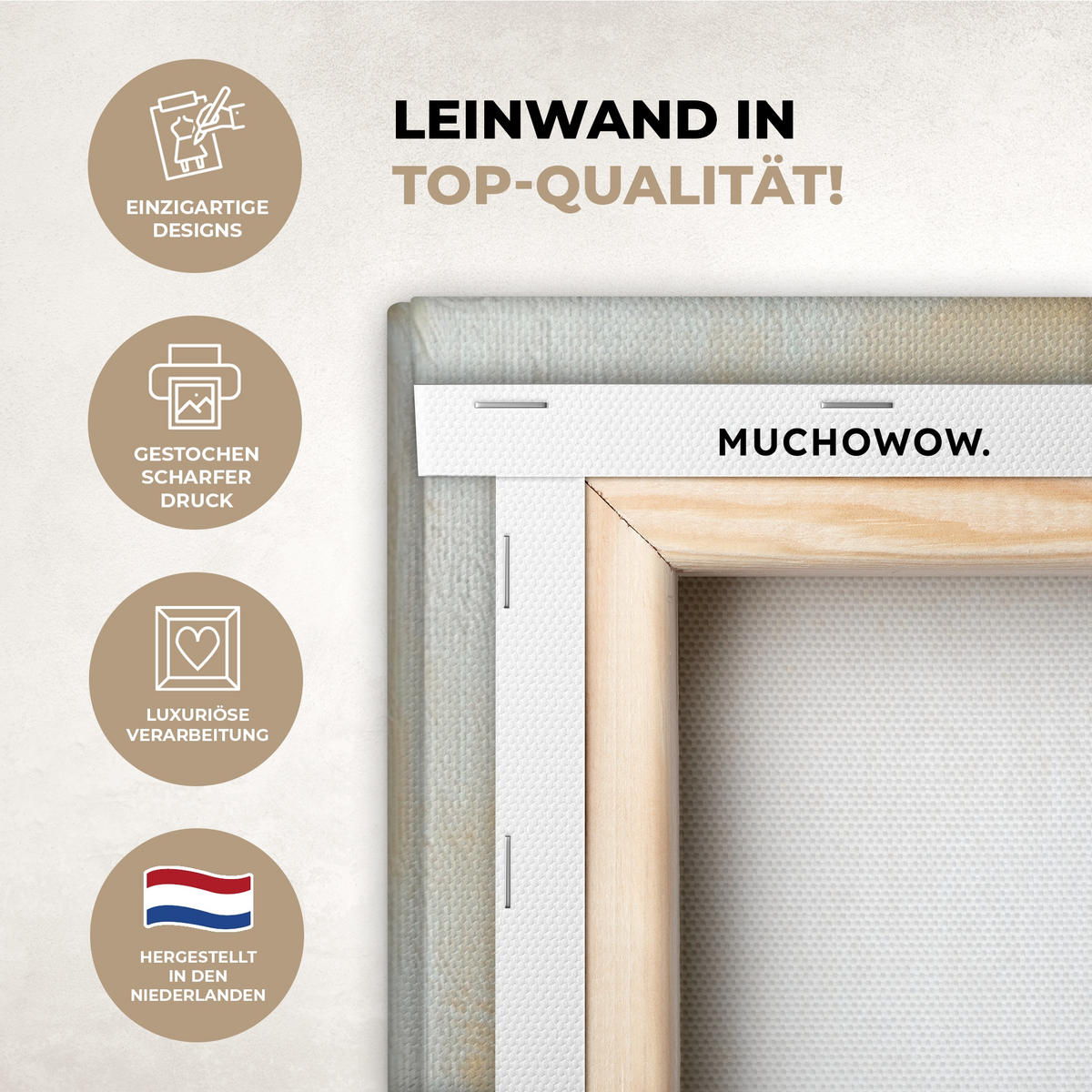 LEINWANDBILD Töpfe - Kräuter - Holz Deko Groß 90x90 cm - Terracotta, Textil (90/90cm) - MuchoWow