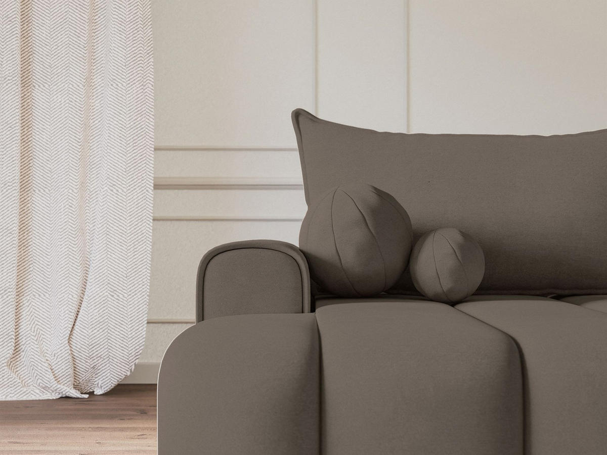 ECKSOFA Dandelino Dunkelbeige mit Samtbezug, links - Beige/Schwarz, Kunststoff/Textil (275/168cm) - Selsey