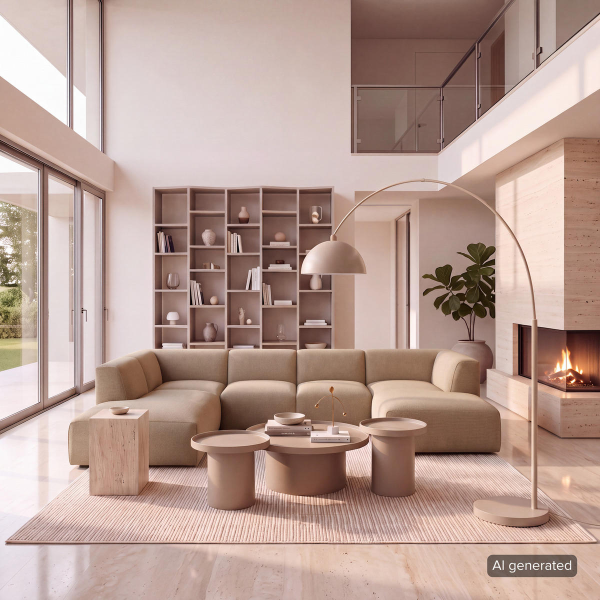 WOHNLANDSCHAFT mit Longchair - Taupe/Schwarz, Kunststoff/Textil (325/71/235cm) - home24
