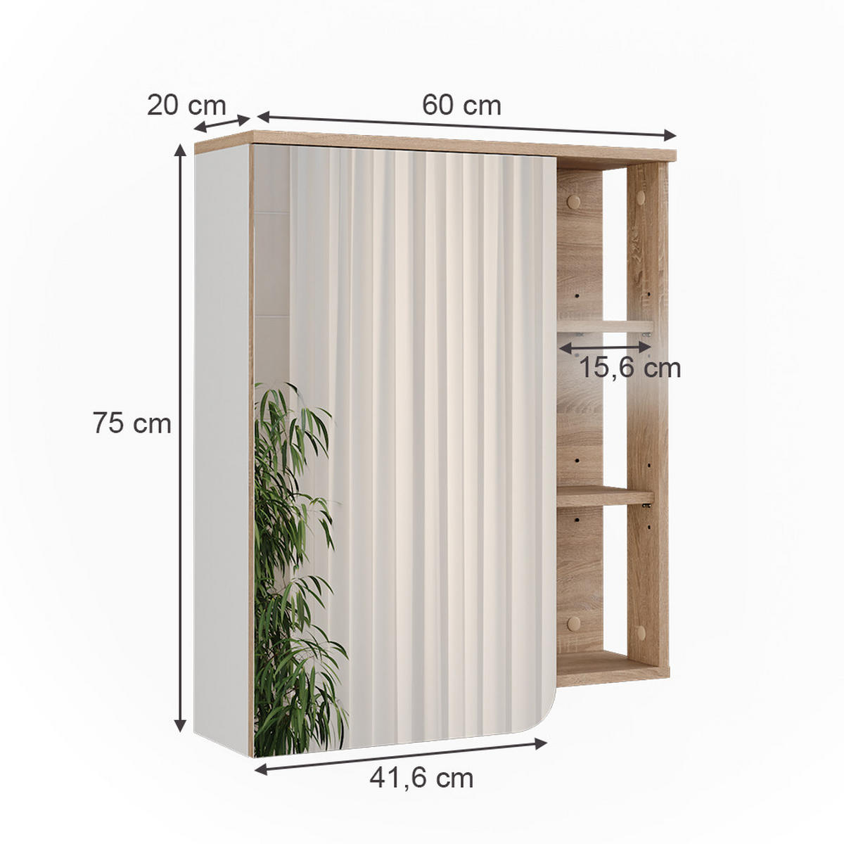 ZRCADLOVÁ SKŘÍŇKA Karen Sonoma/bílá - bílá/Sonoma dub, kompozitní dřevo (60/75/20cm) - Vicco