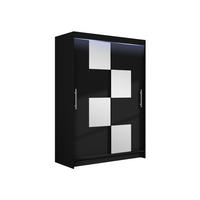 KLEIDERSCHRANK Miami III, mit RGB LED Beleuchtung - Silberfarben/Schwarz, Holzwerkstoff/Kunststoff (120/200/58cm) - MIRJAN24