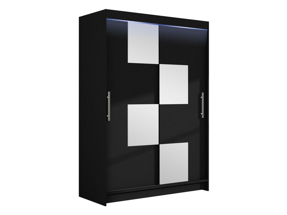 KLEIDERSCHRANK Miami III, mit RGB LED Beleuchtung - Silberfarben/Schwarz, Holzwerkstoff/Kunststoff (120/200/58cm) - MIRJAN24