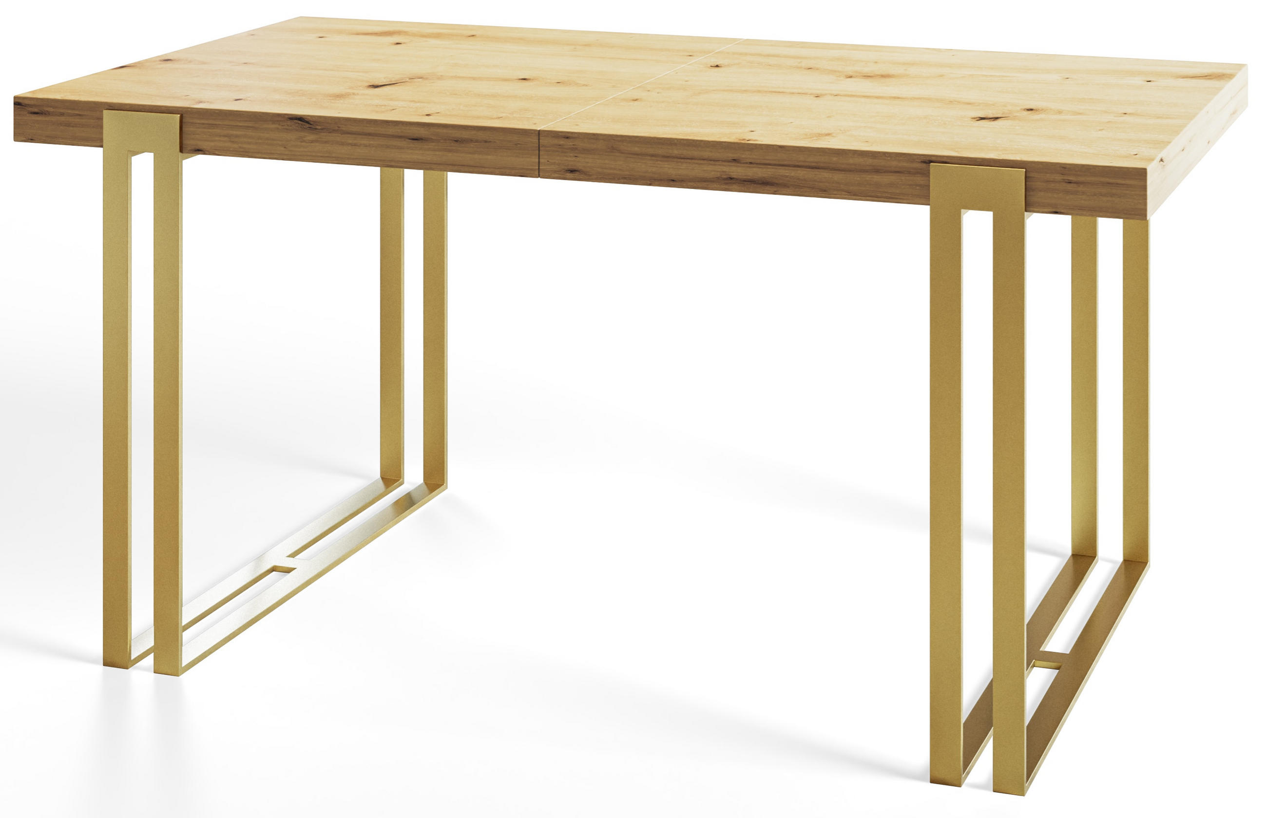 ESSZIMMERTISCH ROSA 140X80X77 cm, Farbe: ARTISAN, mit Metallbeinen in Farbe Gold - Hellbraun/Goldfarben, Holzwerkstoff (140/80/77cm) - Alpi-Möbel
