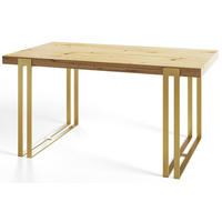ESSZIMMERTISCH ROSA 140X80X77 cm, Farbe: ARTISAN, mit Metallbeinen in Farbe Gold - Hellbraun/Goldfarben, Holzwerkstoff (140/80/77cm) - Alpi-Möbel