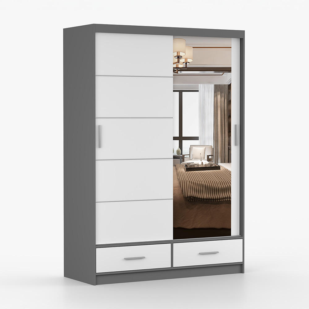 imoebel24 Kleiderschrank Grau 150x218x61 cm