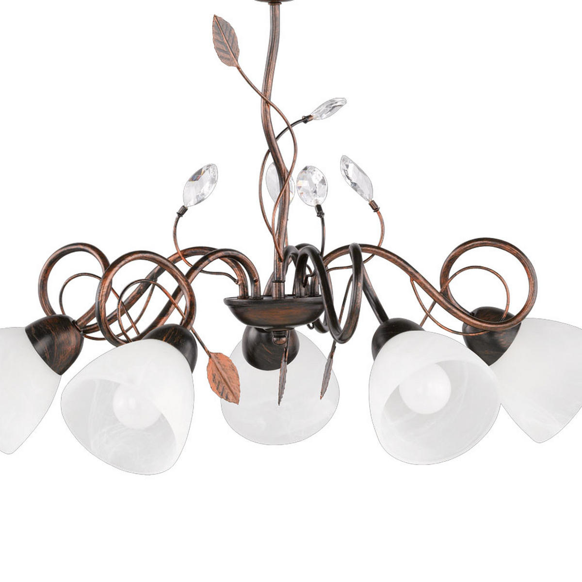 HÄNGELEUCHTE Kristalblätter Rostoptik Braun - Braun, Glas (70/70/150cm)