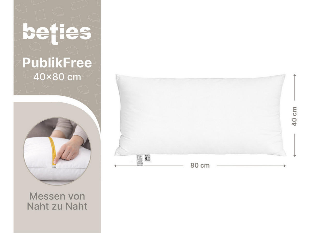 KOPFKISSEN PublikFree Faserbällchen 40/80 cm - Weiß, Naturmaterialien/Kunststoff (40/80cm) - beties Heimtextil