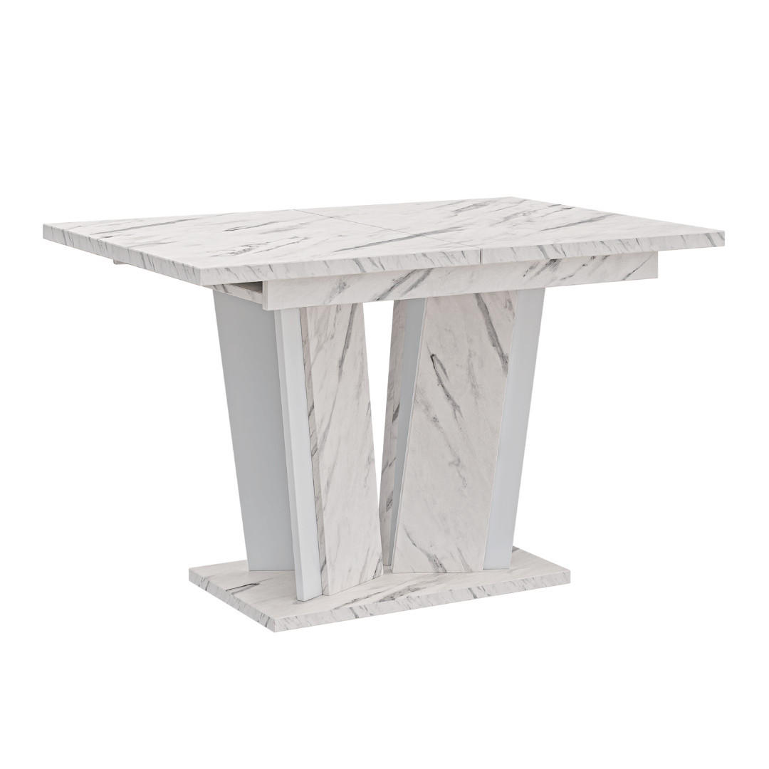 ESSTISCH Ausziehbar 120 - 160 cm Weiß Marmoroptik - Weiß, Holzwerkstoff (120/80/75cm) - PROSPERO