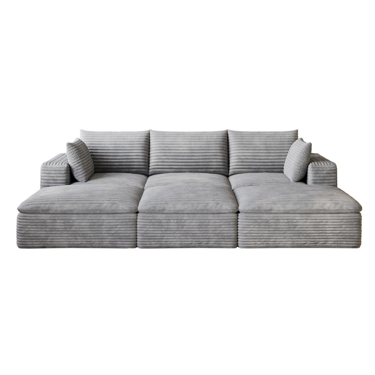 3-SITZER aus Stoff 260 cm Grau modular mit Schaumstoffkern und flexibel kombinierbaren Elementen - Grau, Textil (260/60/160cm) - Modfu