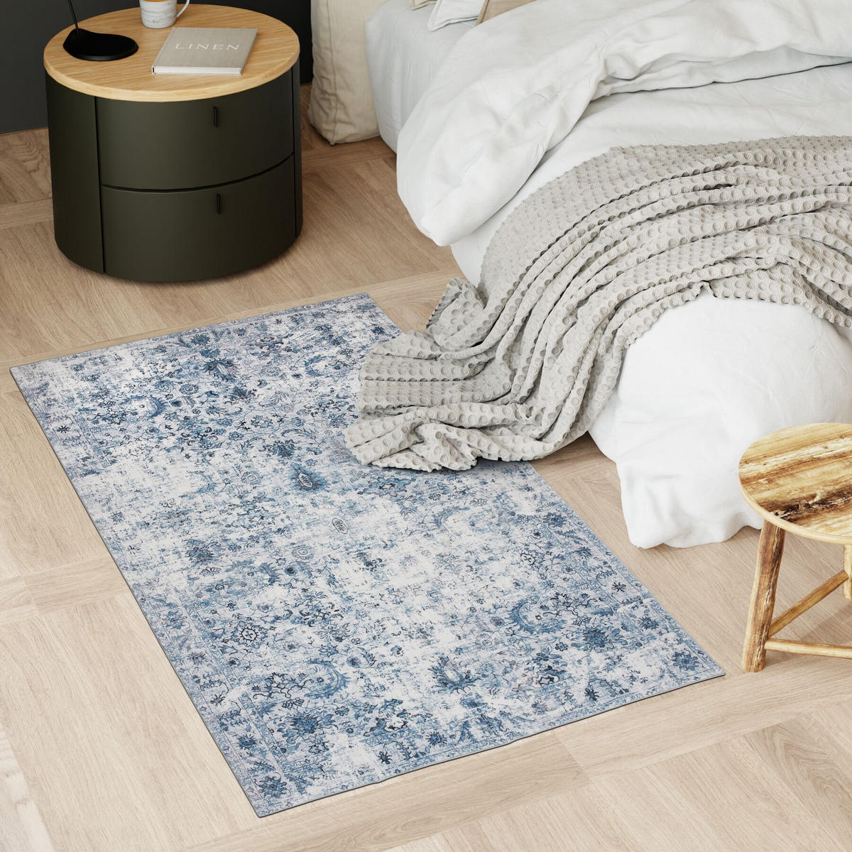 TEPPICH Vintage Design Amara,rutschfeste Unterseite,blau - Blau, Kunststoff (80/150cm) - tectake