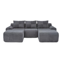 3-SITZER Wohnlandschaft Cord mit Getränkehalter und Seitentasche 268/174/80 cm Dunkelgrau - Dunkelgrau, Textil (174/80/268cm) - Redom