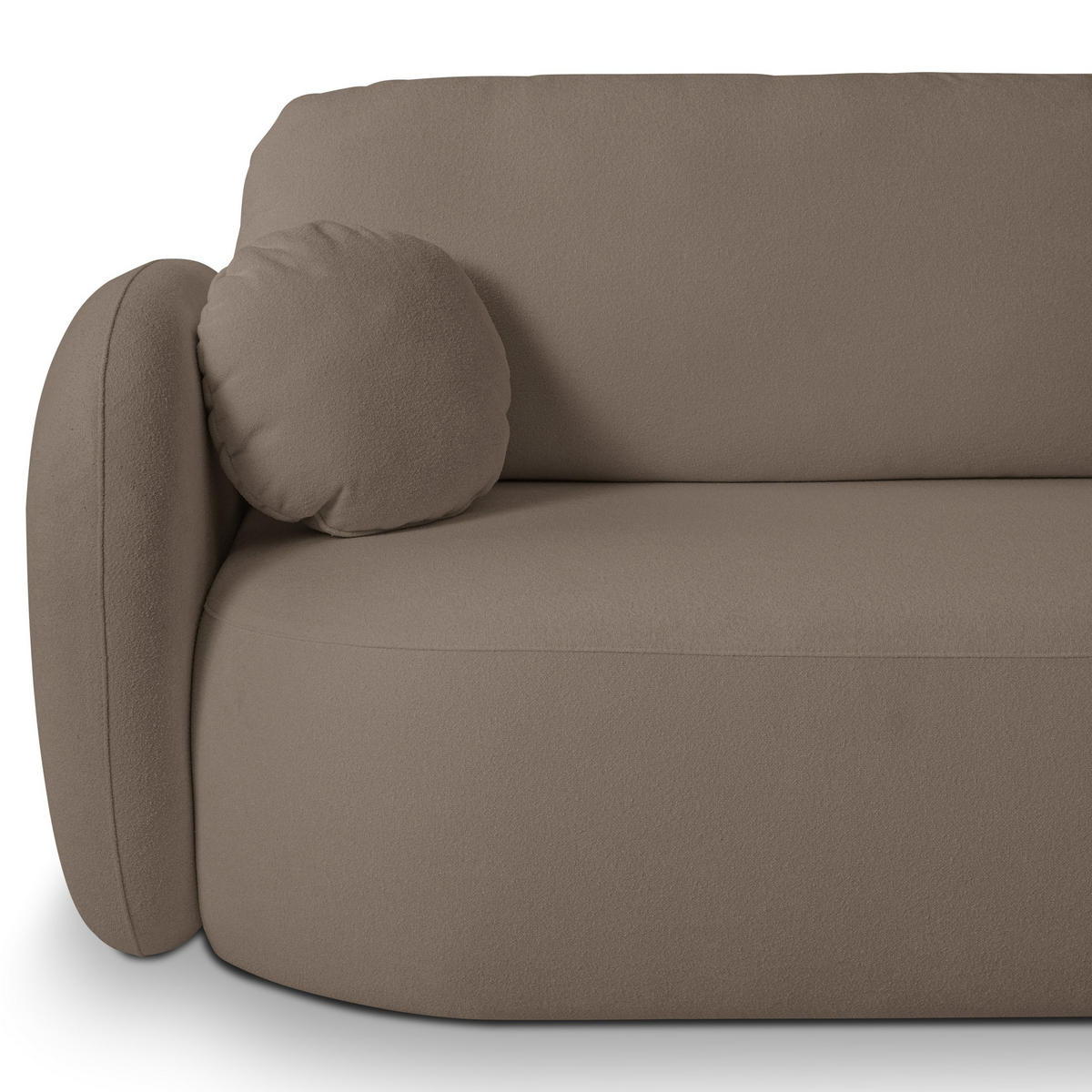 ECKSOFA AMICO R-S Braun Geflochtener Stoff mit Schlaffunktion - Braun, Holz (248/174cm) - MASSENO