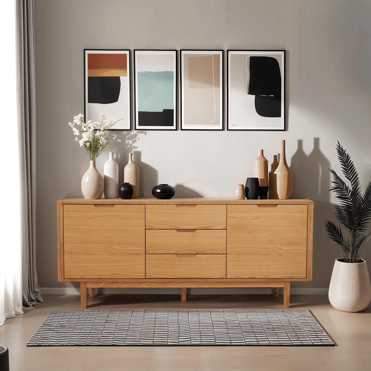 SIDEBOARD Eiche massiv - Eichefarben/Braun, Holz/Holzwerkstoff (180/75/45cm) - Furnhouse