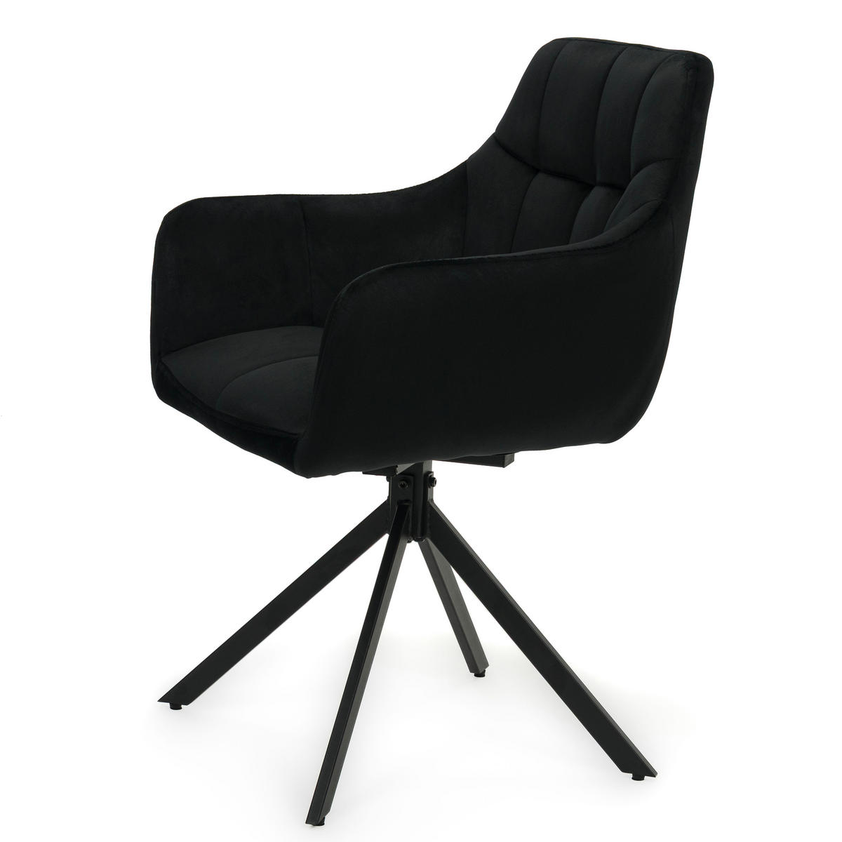 STUHL FANO X drehbar gepolsterter mit Steppung - schwarz - Velour - Schwarz, Textil/Metall (58/83/59cm) - NEW HOME