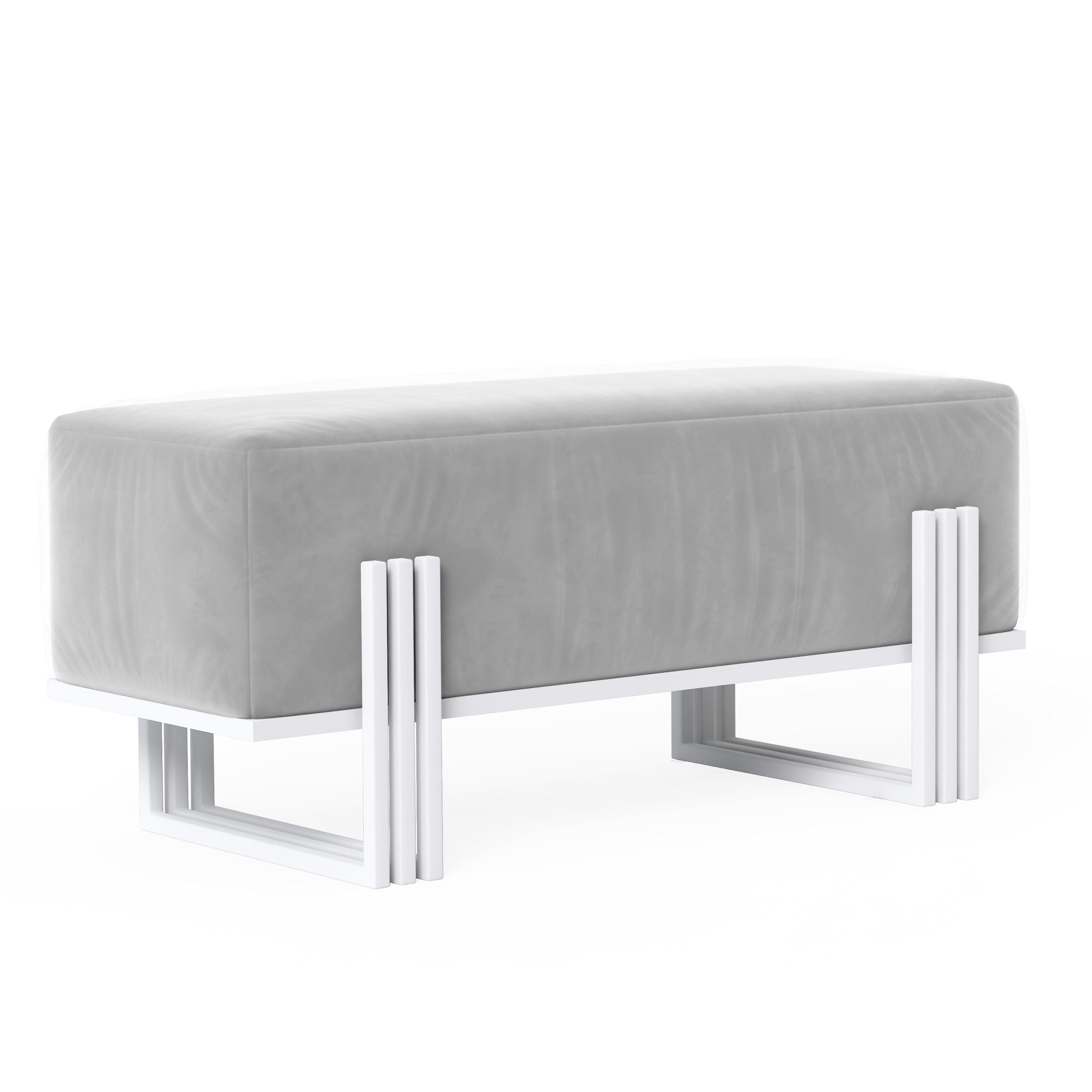 POLSTERBANK TEO 80 cm Weiß / Grau ,Metallgestell - Grau, Metall (80/47/35cm) - Idohome