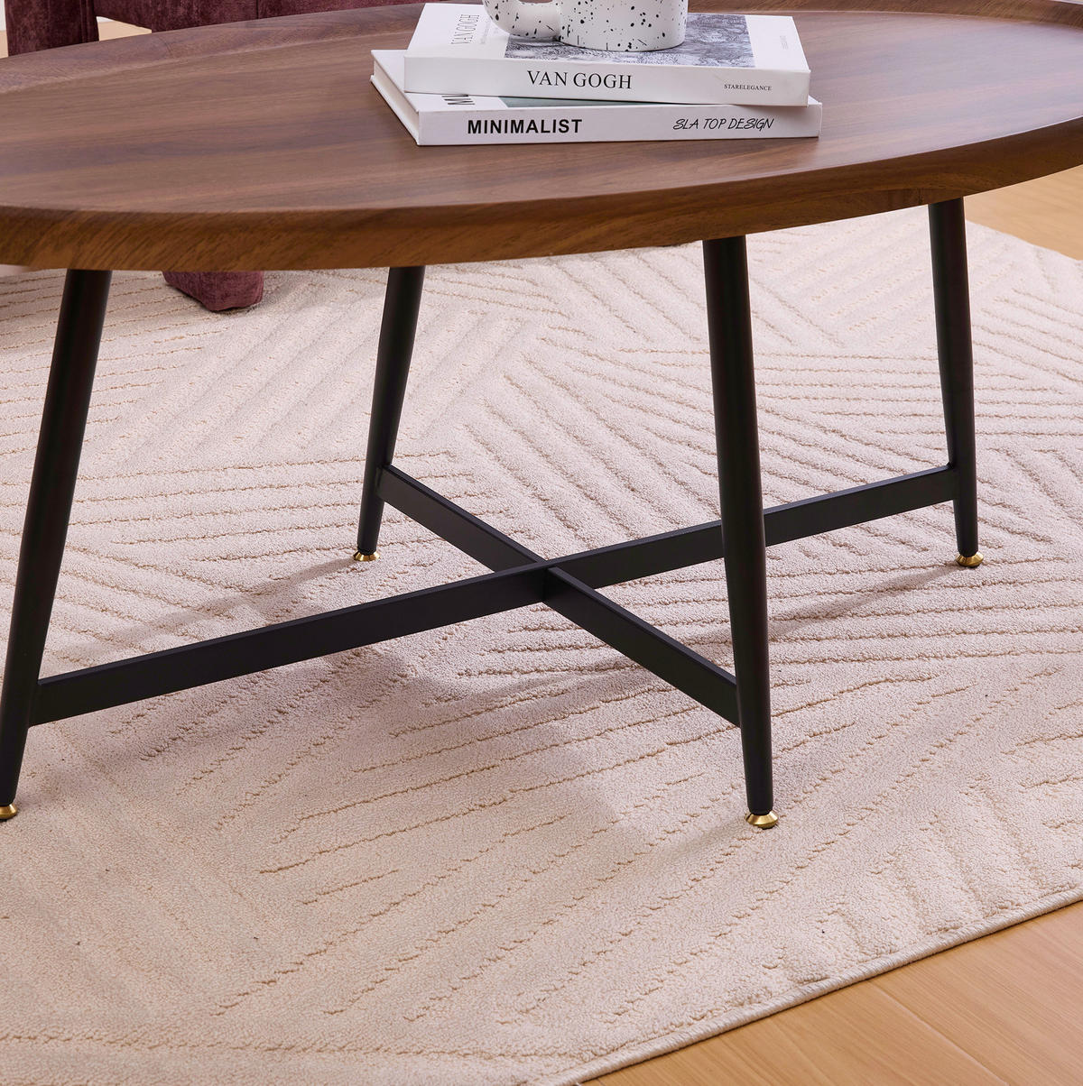 COUCHTISCH aus MDF 110x55x45 cm in Braun mit Metallgestell - Braun, Holzwerkstoff (55/110/45cm) - Modfu