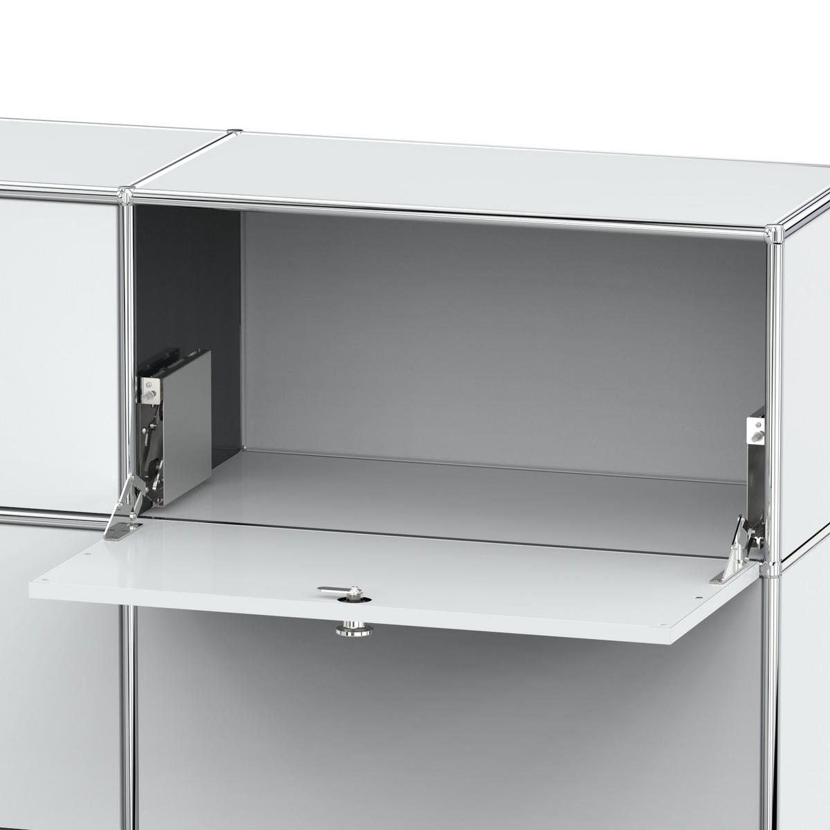 HOCHSCHRANK, 6 Klappen, Schloss, Breite 152 cm, Lichtgrau - Chromfarben/Silberfarben, Metall (40/118/152.2cm) - Versee