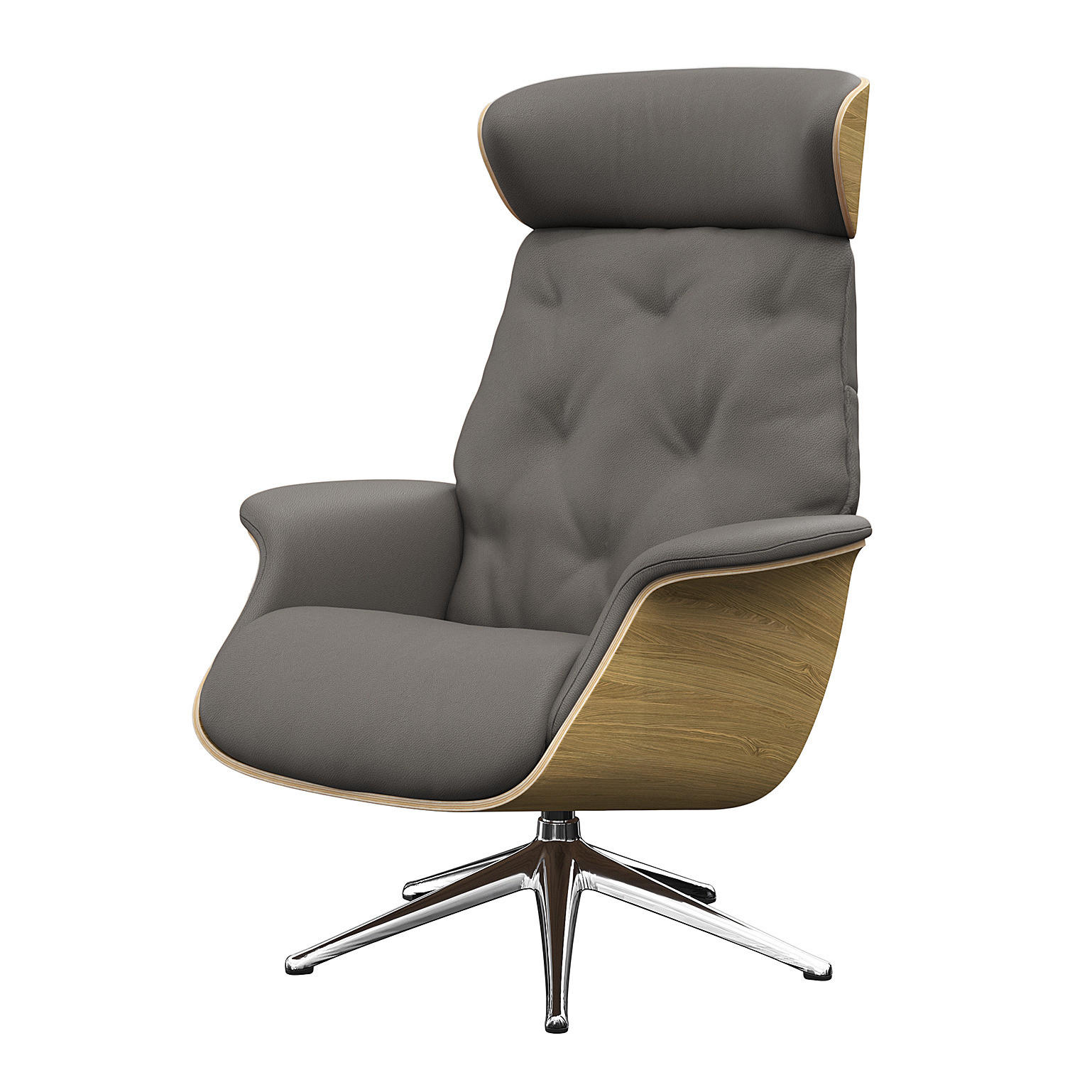 RELAXSESSEL - Echtleder - Chromfarben/Grau, Leder/Metall (83/118/83cm) - home24