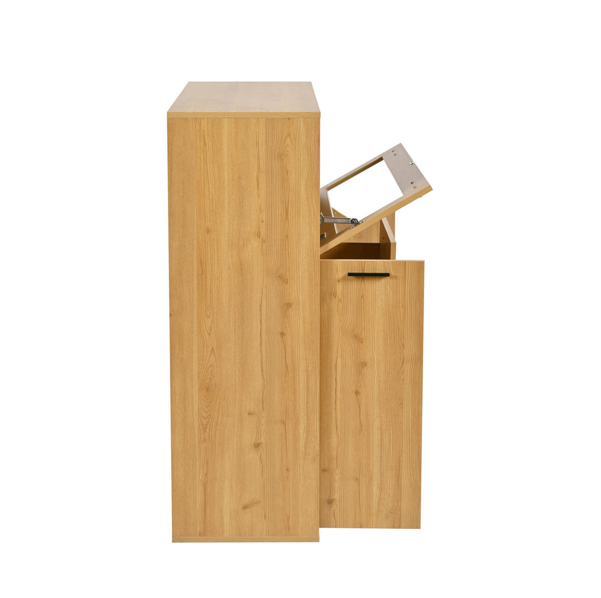 KOMMODE aus Spanplatte 110x38x111cm in Natur mit LED-Beleuchtung - Naturfarben, Holzwerkstoff (110/111/38cm) - Modfu