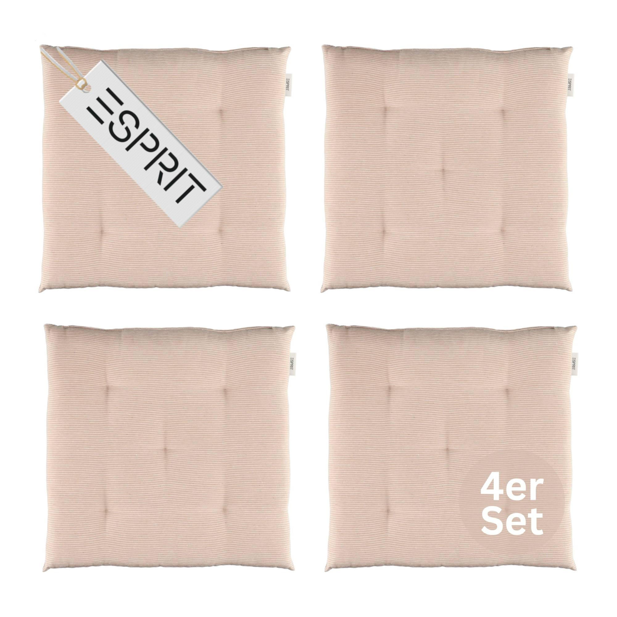 SITZKISSEN 4er Set Needlestripe rose - 40x40 cm - Rosa, Textil (40/40/3cm) - Esprit