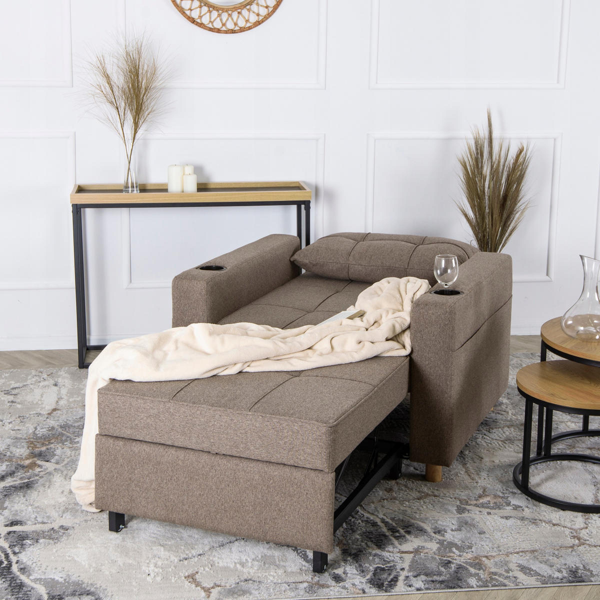 SCHLAFSESSEL SOLOR fürs Wohnzimmer Beige - Beige, Holz/Textil (99/84/92cm) - makarowski meble