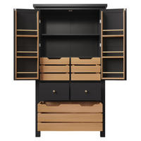 SIDEBOARD 80×40×140 cm aus MDF & Metall mit großem Stauraum und Kippschutz, schwarz - Schwarz, Holzwerkstoff (80/140/40cm) - Luhomfu