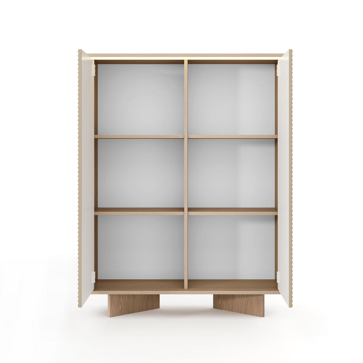 HIGHBOARD TORSANO (Bolivar Natur/Cappuccino, 2 Türen, LED-Beleuchtung, Push-to-Open) - Eichefarben/Beige, Holz/Holzwerkstoff (104/138/40cm) - Ravio