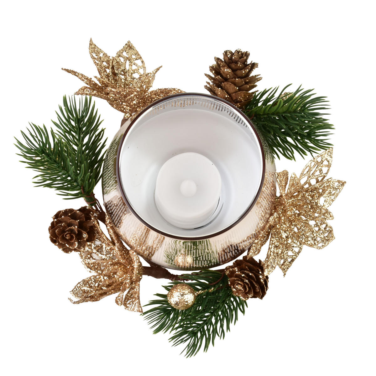 KERZENHALTER Santa Lila Gold 9x9x9,5 cm Glas - Goldfarben, Glas (9/9.5/9cm) - Mondex
