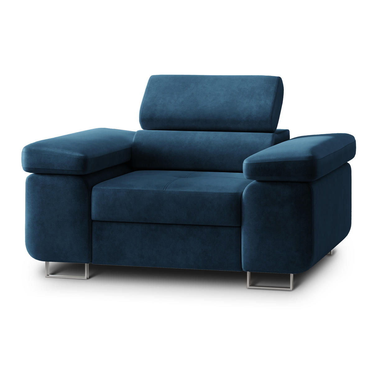 SESSEL CALVO Polstersessel Loungesessel ergonomisch, Blau - Blau, Holz/Metall (133/87/98cm) - MASSENO