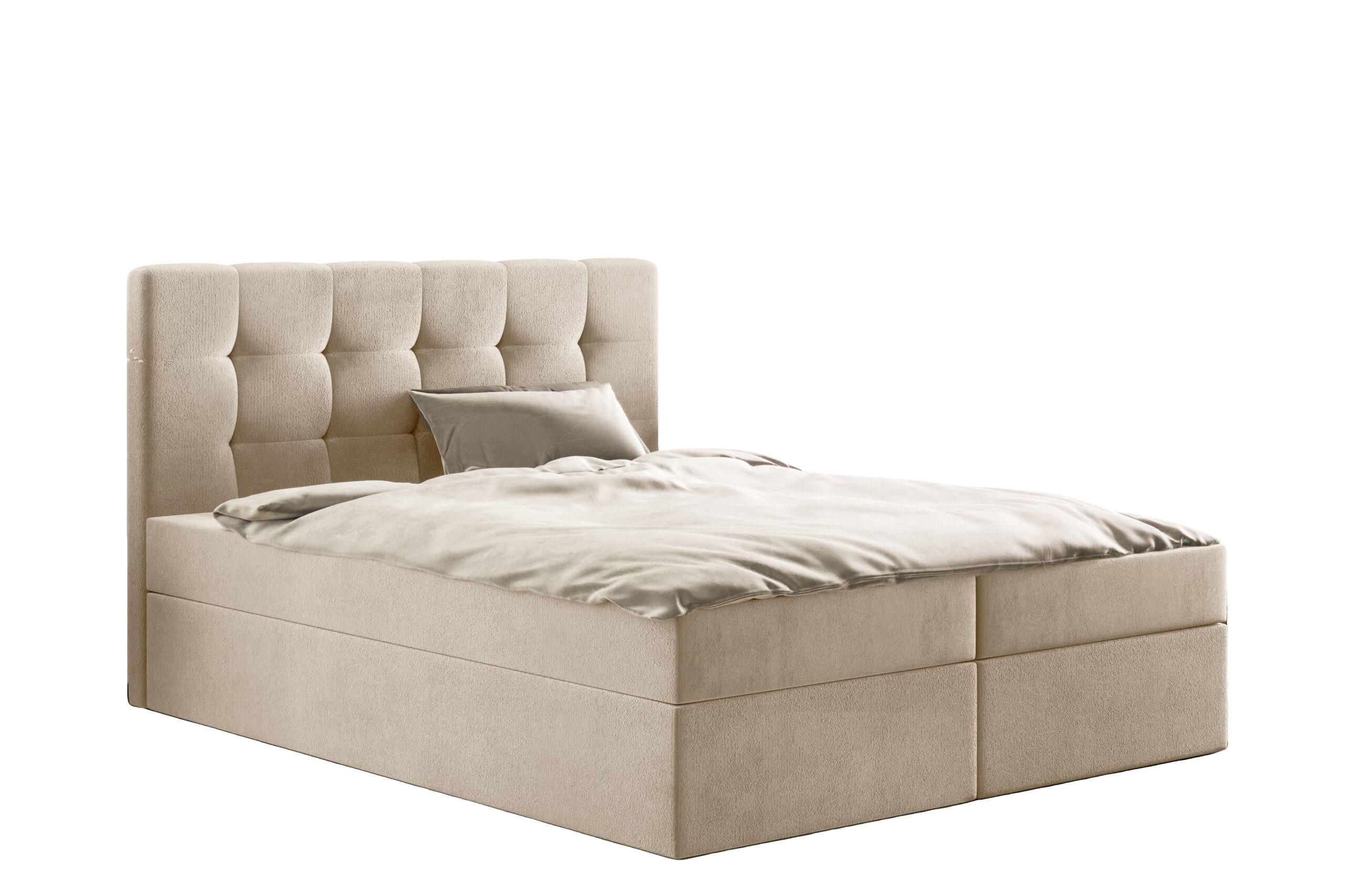 BOXBETT Bettkasten LUDANO Stoff Cosmic Beige 200x200 cm H2-Pocket - Beige, Holz (200/200cm) - Kaiser Möbel
