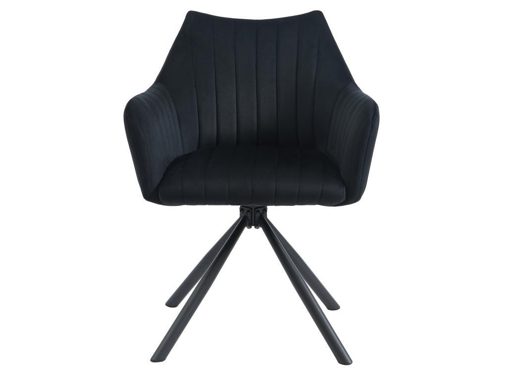 STUHL mit Armlehnen 2er-Set - Samt & Metall - Schwarz - IZIALI - Schwarz, Textil (60/83.5/60cm) - Vente-Unique