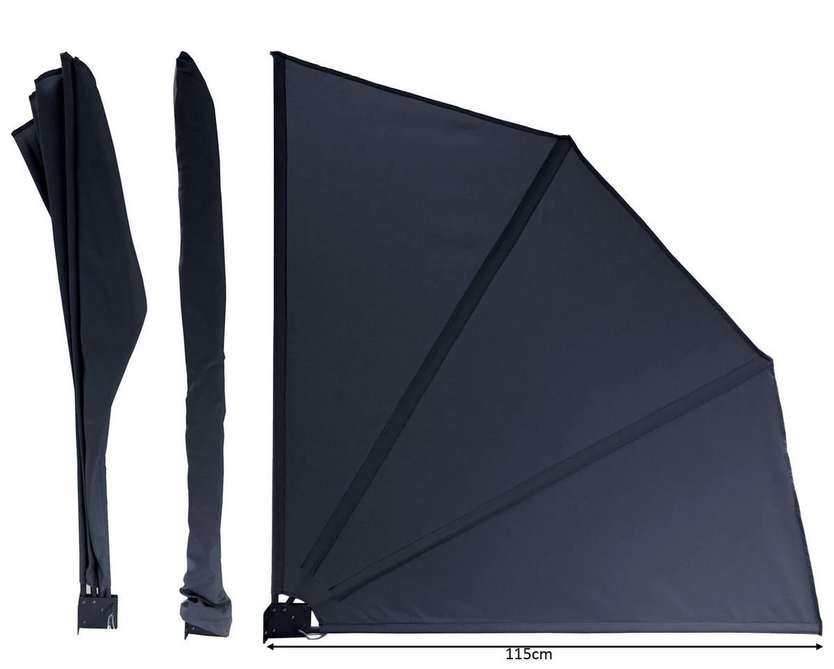 SICHTSCHUTZFÄCHER 115x115 cm Grau mit Easy Mount Wandplatte - Grau, Metall (2/115cm) - QUICK STAR