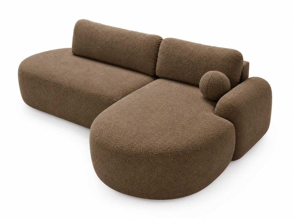 ECKSOFA Aurio O Bouclé-Stoff Braun Rechts - Braun, Holz/Textil (177/271cm) - Graingold