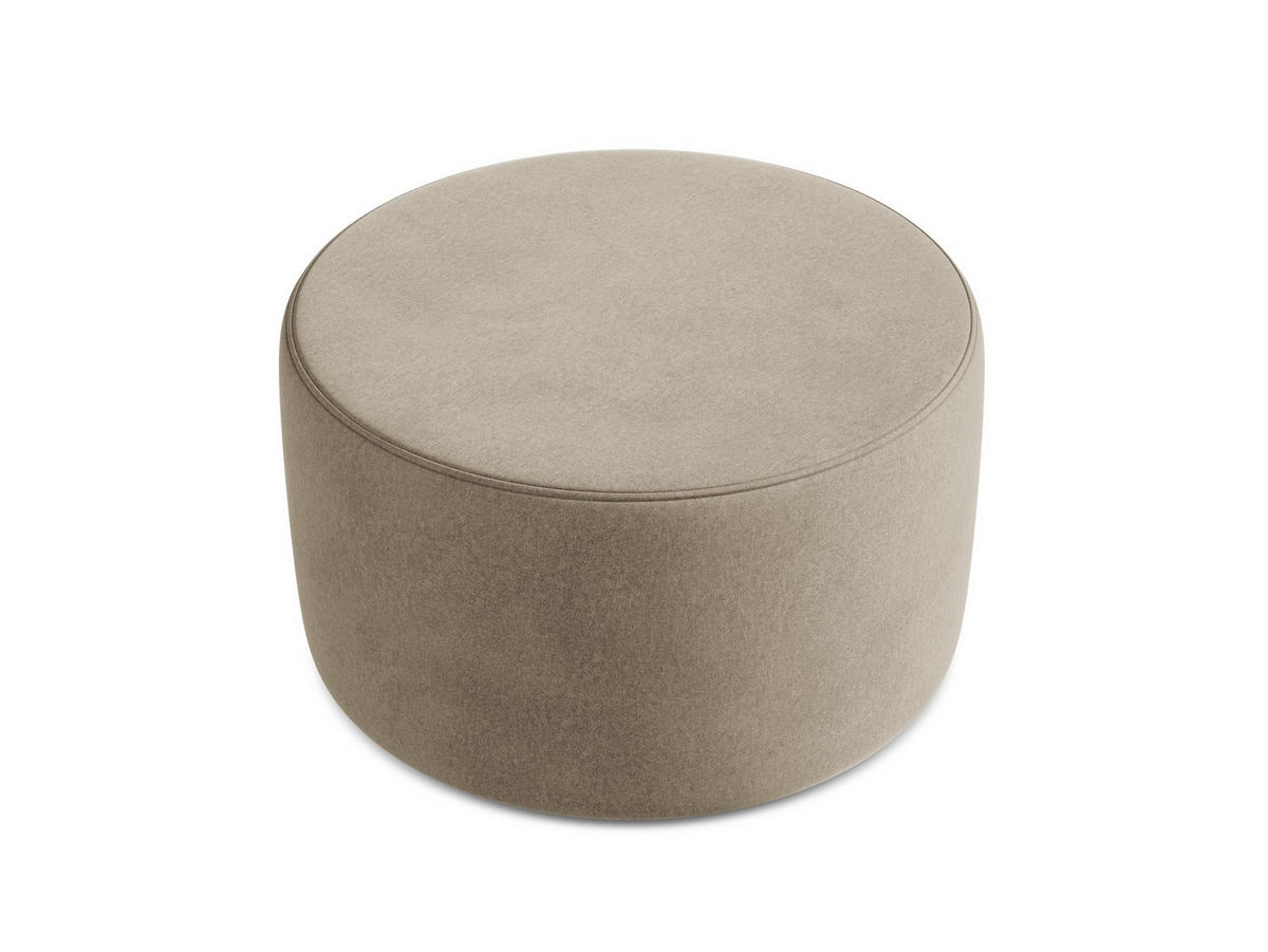 POUF Samt Stoff Beige - Beige/Schwarz, Kunststoff/Textil (81/46/81cm) - Makamii