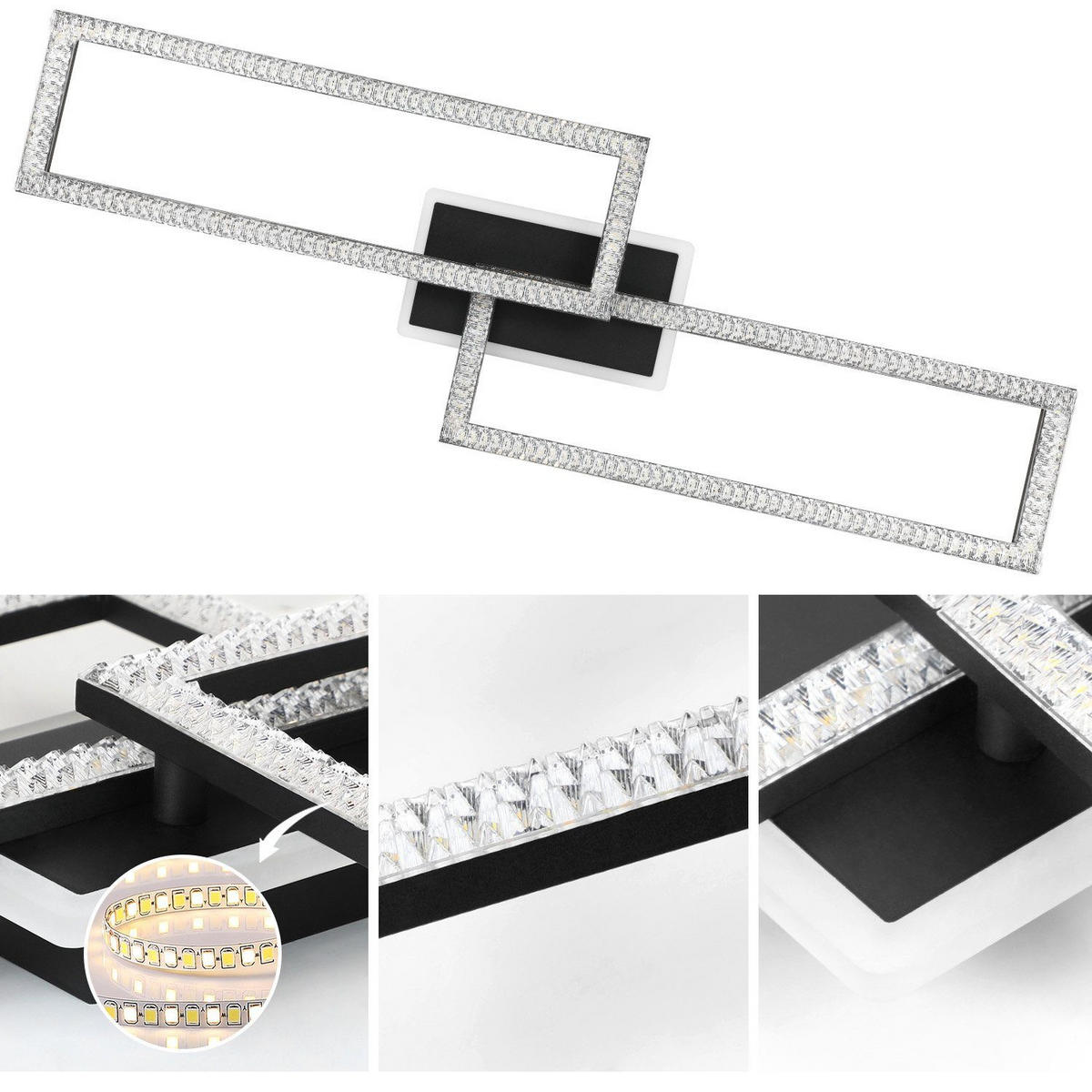 LED-DECKENLEUCHTE Gregor 80/26/8 cm - Schwarz, Metall (80/26/8cm) - Nettlife