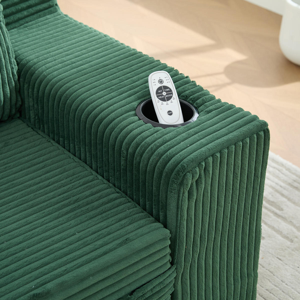 SCHLAFSOFA Modular mit Getränkehaltern und Seitentaschen, DE-42913, Smaragdgrün - Grün, Textil (172/64/87cm) - ComfortXL