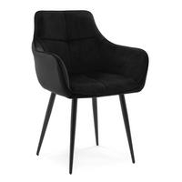 STUHL QUATTRO gepolstert mit Steppung - schwarz - Samt Velours - Schwarz, Textil/Metall (58/88/58cm) - NEW HOME