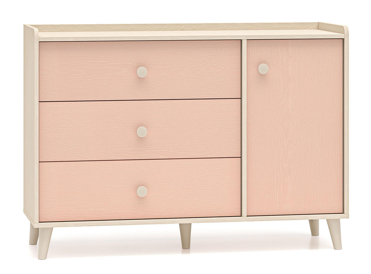 KOMMODE Mevel Wüstensand / Millennial Pink 120 / 40 / 85cm - Pink, Holz/Holzwerkstoff (120/85/40cm) - Feldmann-Wohnen