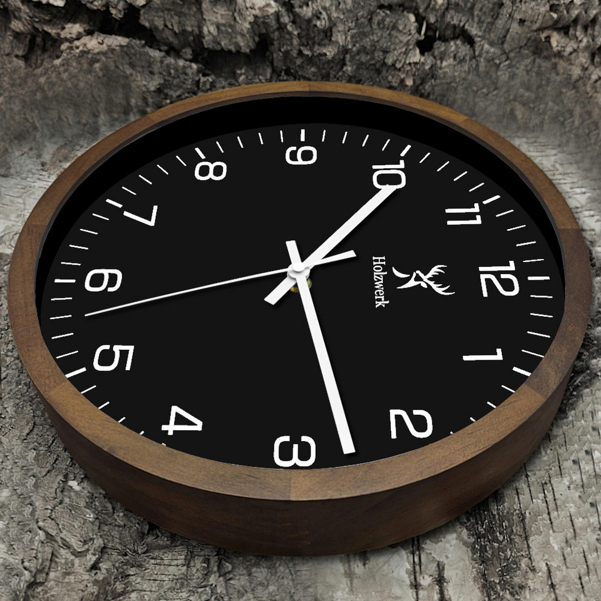 WANDUHR Holz Designer SEGEBERG (FUNK) Loft Wand Uhr, braun, schwarz - Dunkelbraun/Schwarz, Glas/Holz (30/30/4.2cm) - Holzwerk