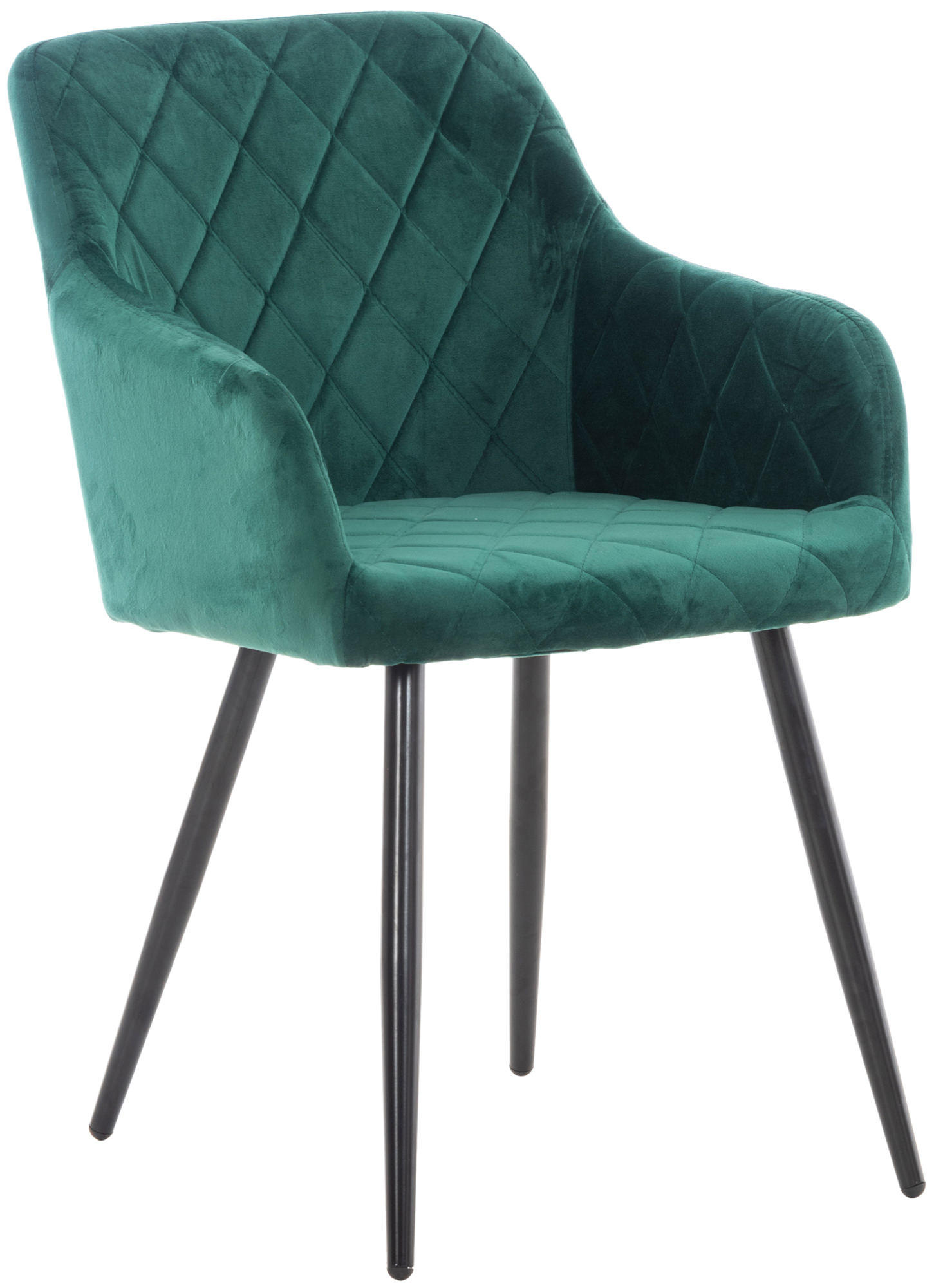 ESSZIMMERSTUHL Shyva Samt, Gestell Metall matt Schwarz Grün - Schwarz/Grün, Textil/Metall (47/84/44cm) - TPFLiving