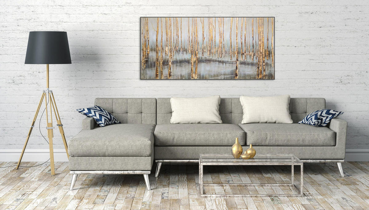 ACRYLBILD HANDGEMALT 150/70 cm - Braun/Grau, Holz/Textil (150/70cm) - KUNSTLOFT