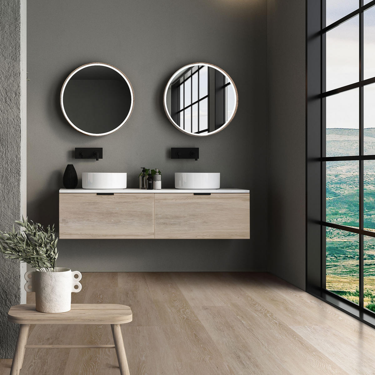 VINYLBODEN Click 3,08m²/14 Dielen Afterglow Eiche - Hellgrau, Kunststoff (122/18/0.42cm) - ML-DESIGN