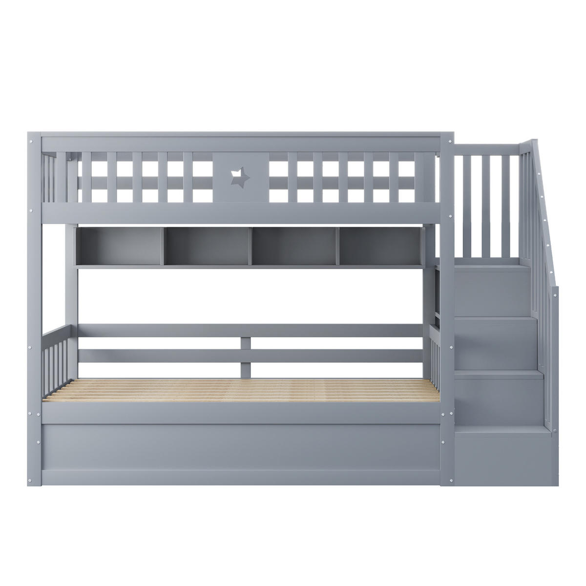 ETAGENBETTEN 90 x 200 cm, Holz,hydraulische Basis, Grau - Grau, Holz (90/200cm) - KOMHTOM