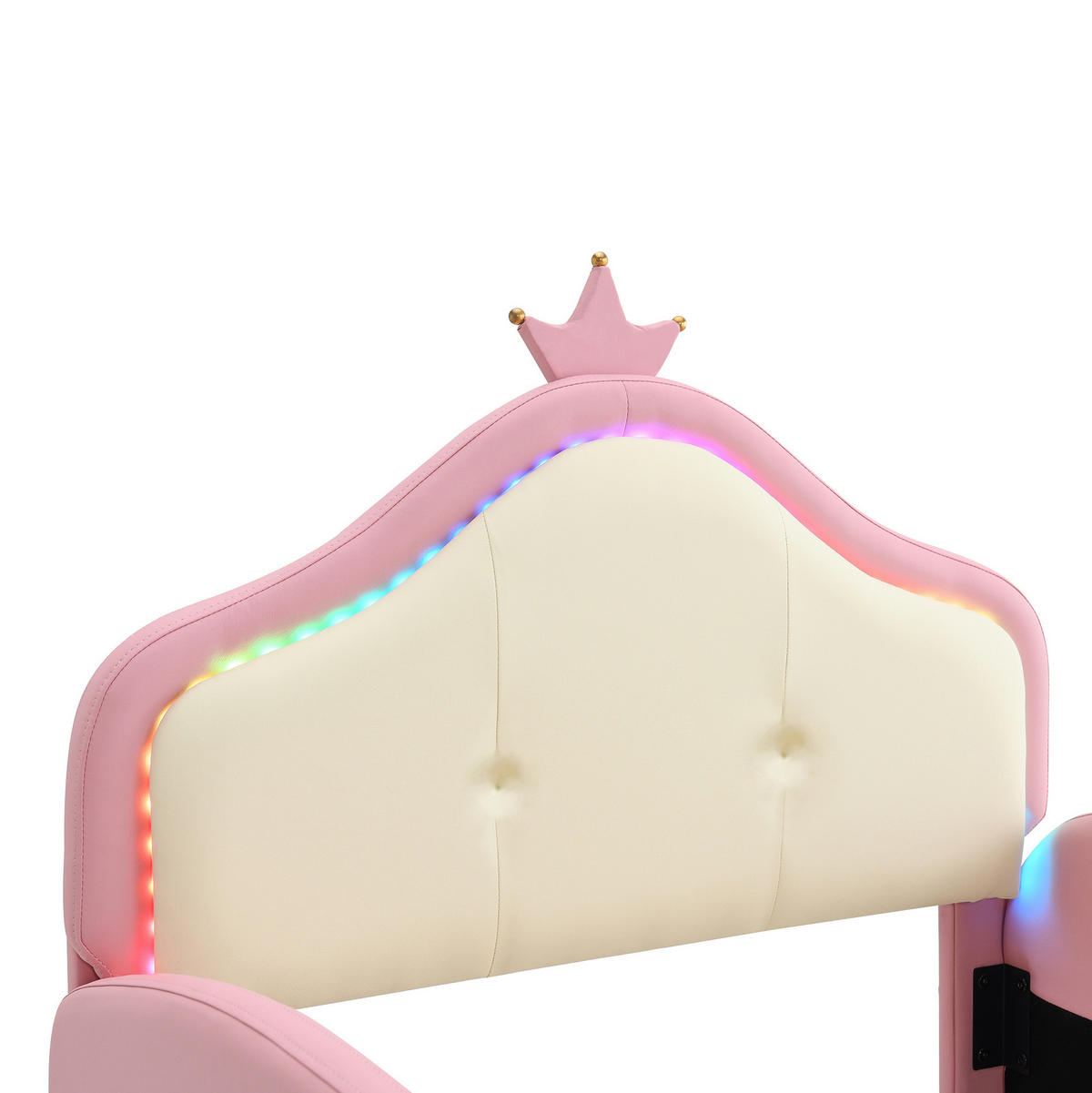 KINDERBETT aus PU 90x200 cm Rosa mit Rutsche, Treppe und Multi-Mode-LED-Streifen - Rosa, Kunststoff (90/200cm) - IVMEU
