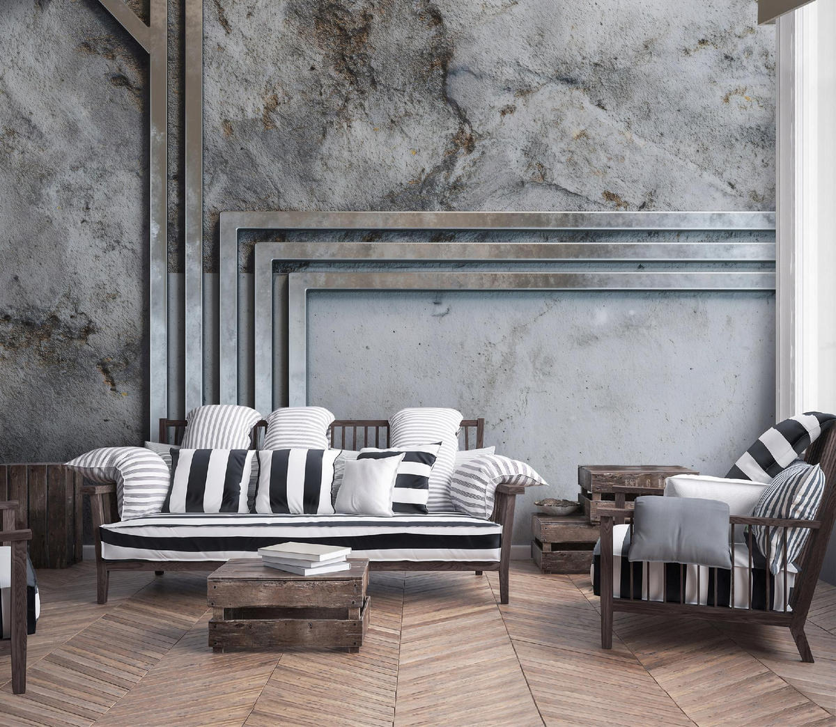 FOTOTAPETE Beton Struktur Grau 200x140 cm - Multicolor, Papier (200/140cm) - Wallarena