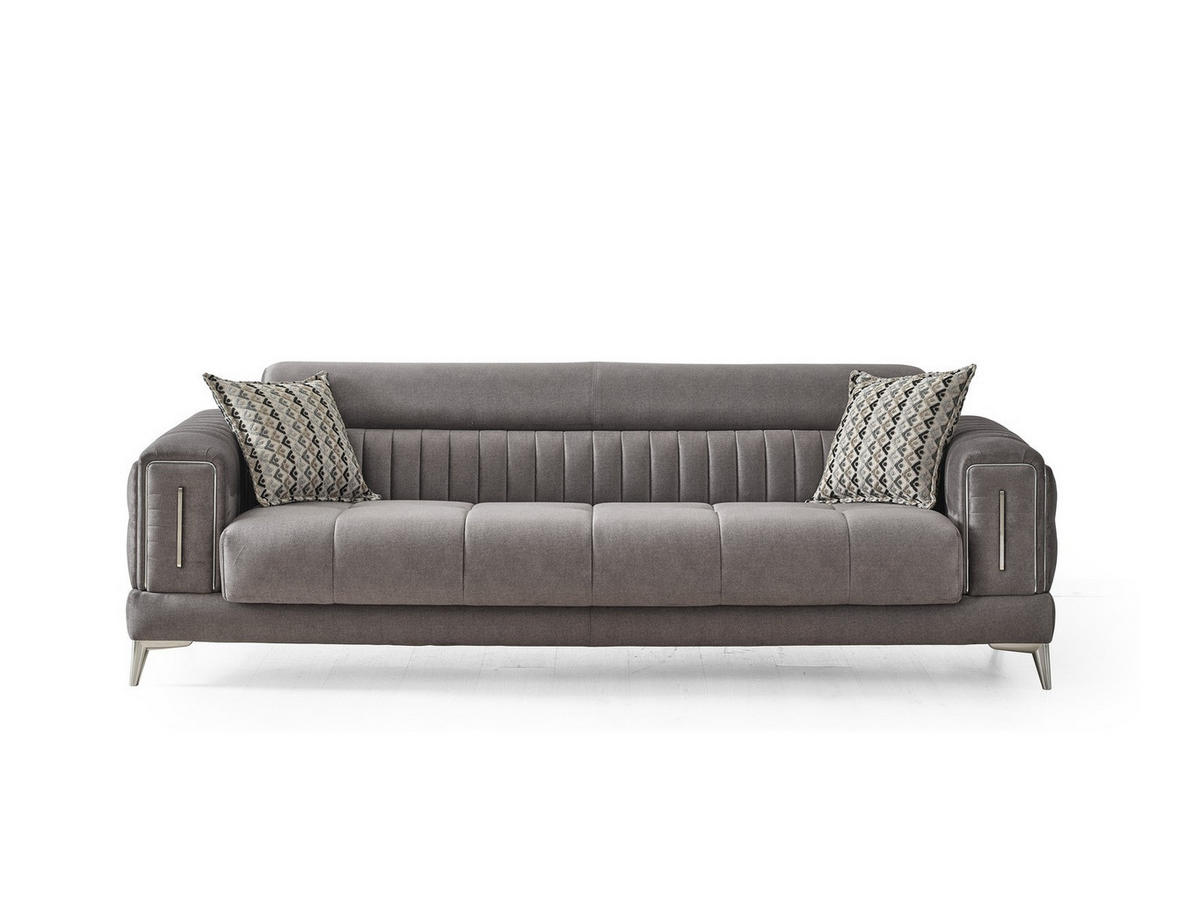 SITZGARNITUR Arica, Grau Stellvariante 3+3+1 - Grau, Holzwerkstoff/Kunststoff (240/80/95cm)