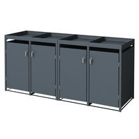 MÜLLTONNENBOX 4er mit Pflanzdach Anthrazit - Anthrazit, Metall (80/124/264cm) - ML-DESIGN