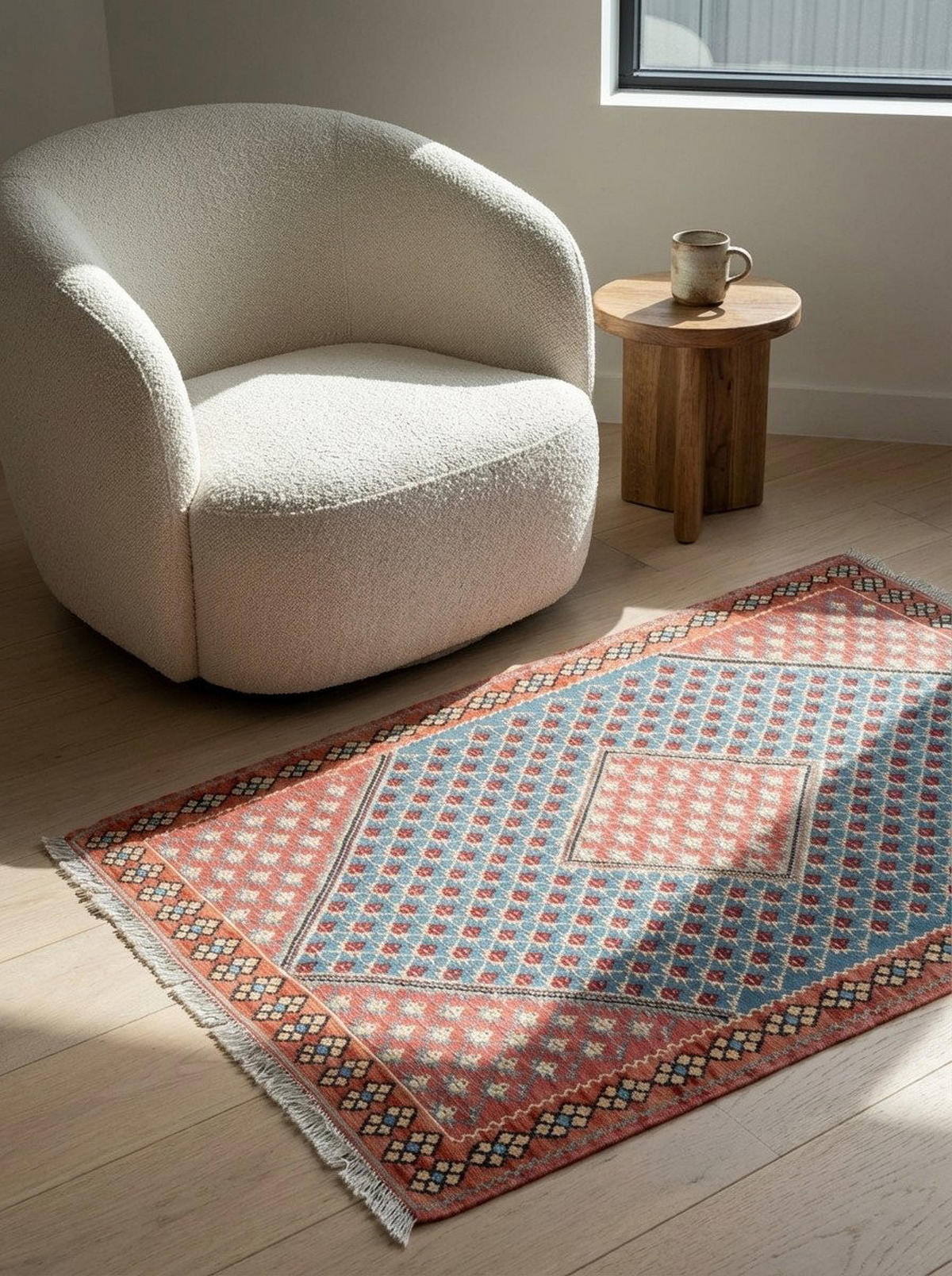 HANDWEBTEPPICH Kelim Senneh Blau 155/107 cm Schurwolle - Blau, Textil (107/155cm) - Looma