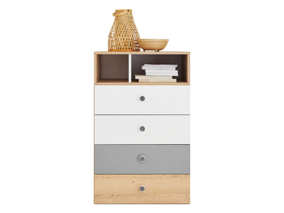 KOMMODE Pixel PX10 - Eichefarben/Weiß, Holzwerkstoff (60/100/40cm)